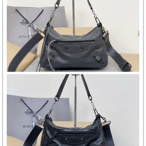 Balenciaga Classic Le Cagole Crossbody Bag - Black Crinkled Leather, Signature Hardware & Adjustable Strap, Edgy Luxury Shoulder Bag for Fashion-Forward Style #B56833