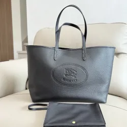 Burberry Black Leather Tote Bag 2221 #B55661