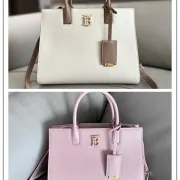 Burberry Handbag: Two - Tone Leather & Gold “TB” Logo, Epitomizing Sophisticated Elegance size:27×11×20cm #B54149