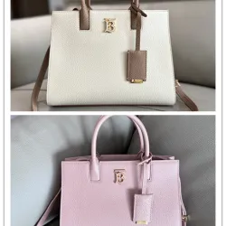 Burberry Handbag: Two - Tone Leather & Gold “TB” Logo, Epitomizing Sophisticated Elegance size:27×11×20cm #B54149