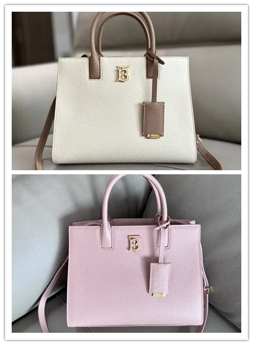 Burberry Handbag: Two - Tone Leather & Gold “TB” Logo, Epitomizing Sophisticated Elegance size:27×11×20cm #B54149
