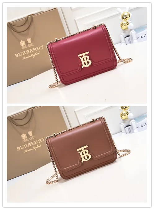 Burberry Leather Shoulder Bag with Chain Strap #B45652