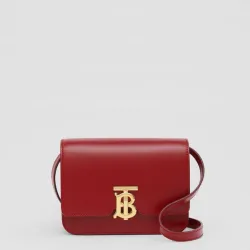 Burberry TB Leather Shoulder Bag - Burgundy Shoulder Bags #B50895