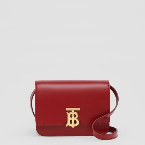 Burberry TB Leather Shoulder Bag - Burgundy Shoulder Bags #B50895