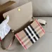Burberry Women's Crossbody Bag - Beige Leather & Iconic Check Pattern with Pink Accents, Adjustable Signature Strap, Luxury Fashion Shoulder Bag #B56716