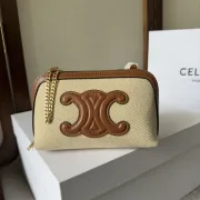 CELINE CLUTCH ON CHAIN CUIR TRIOMPHE IN TEXTILE AND CALFSKIN #B49115