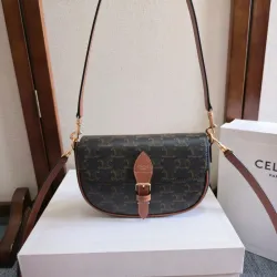 Celine FOLCO SHOULDER BAG IN TRIOMPHE CANVAS size:20×14×5cm #B54049