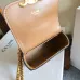 Celine Women's Mini Crossbody Bag - Tan Suede Leather, Gold-Tone Triomphe Logo & Chain Strap, Luxury Compact Shoulder Bag for Fashion Enthusiasts #B56821