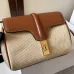 Stylish Celine Beige Canvas And Brown Leather Crossbody Bag For Fashion Lovers size:18×12×6cm #B54298
