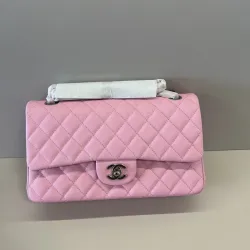 Authentic CHANEL Classic Flap Bag in Light  Caviar Leather good Hardware  Wide 25cm #B54327
