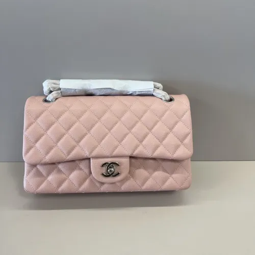 Authentic CHANEL Classic Flap Bag in Light  Caviar Leather good Hardware  Wide 25cm #B54329