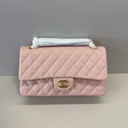 Authentic CHANEL Classic Flap Bag in Light  Caviar Leather good Hardware  Wide 25cm #B54330
