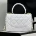 CHANEL Lambskin Lacquered Quilted Mini Trendy CC Tote Bag White #B50737