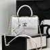 CHANEL Lambskin Lacquered Quilted Mini Trendy CC Tote Bag White #B50737