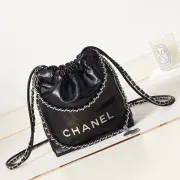 Chanel 22 mini handbag, Shiny calfskin & gold-tone metal  #B49043