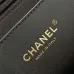 Chanel Black Felt Tote Quilted  Soft Textured  Calfskin Handle Metallic Chain #B60134