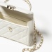 Chanel CLUTCH WITH CHAIN Grained Shiny Calfskin & Gold-Tone Metal White #999933475
