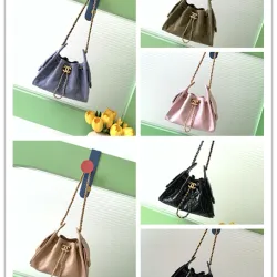 Chanel Hobo Shoulder Bag Hippie Style Vintage Gold Coin Button Drawstring Bucket Bag #B59437 Chanel Hobo Shoulder Bag Hippie Style Vintage Gold Coin Button Drawstring Bucket Bag #B59437