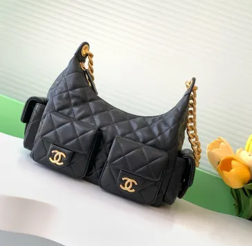 Chanel Large Capacity Black Gold Chain Shoulder Bag #B49069