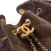 Chanel Mini Suede Bucket Bag  Retro Coin Button  Drawstring  Quilted  Classic Chain #B60133
