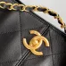 Chanel Shopping bag, Calfskin & gold-tone metal, black size:36×24×12cm #B53451