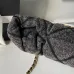 Chanel Women's Top Handle Bag - Gray Textured Fabric with Quilted Design, Gold-Tone CC Logo & Chain Strap, Luxurious Handbag for Fashion-Forward Style #B56721