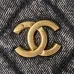Chanel Women's Top Handle Bag - Gray Textured Fabric with Quilted Design, Gold-Tone CC Logo & Chain Strap, Luxurious Handbag for Fashion-Forward Style #B56721