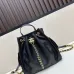 Small Hippie Backpack Drawstring Bucket Bag with Vintage Gold Coin Buttons and Diamond Pattern and Vintage Black and Gold Bag #B54474