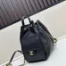 Small Hippie Backpack Drawstring Bucket Bag with Vintage Gold Coin Buttons and Diamond Pattern and Vintage Black and Gold Bag #B54474