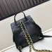 Small Hippie Backpack Drawstring Bucket Bag with Vintage Gold Coin Buttons and Diamond Pattern and Vintage Black and Gold Bag #B54474