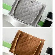 Bowling bag leather handbag Chanel Camel in Leather  #B50873