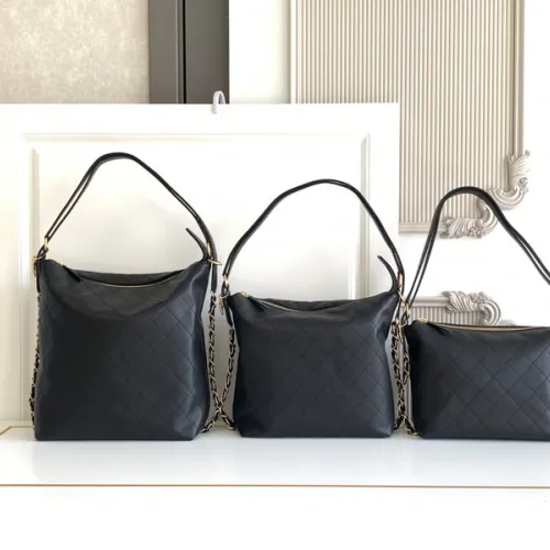 CHANEL Quilted CC GHW Chain Shoulder Bucket Bag Calfskin Leather Black #B50831