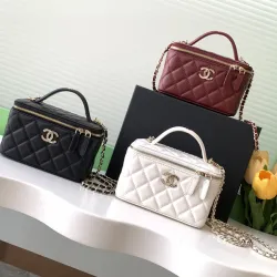 Chanel 21A Pink Small Vanity With Chain Top Handle Logo #B50830