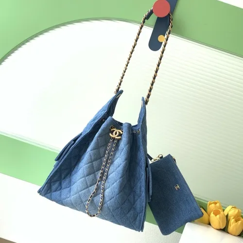 Chanel AS5293 Denim Quilted Hobo Bag with Chain Strap Size 30-26-14 #B62890