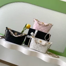 Chanel AS5898 Quilted Hobo Bag with Pearl Chain Strap Size 13-23.5-7.5 #B62889