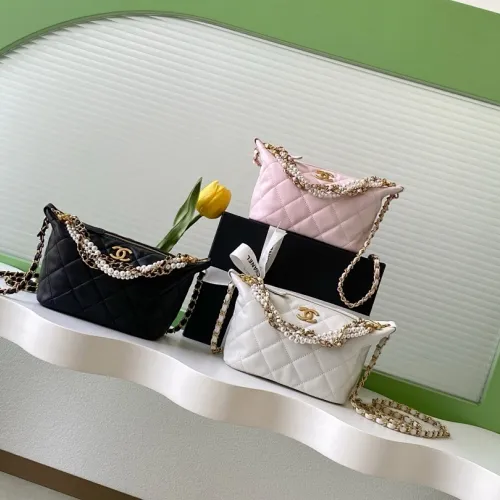 Chanel AS5898 Quilted Hobo Bag with Pearl Chain Strap Size 13-23.5-7.5 #B62889