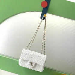 Chanel Classic Flap Tweed Chain Shoulder Bag 14-21-8cm #B63812