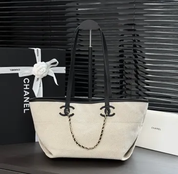 Chanel Linen Canvas Large Tote AS6285 19×45×21cm #B67273 Chanel Linen Canvas Large Tote AS6285 19×45×21cm #B67273