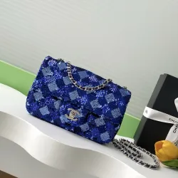 Chanel Shoulder Bag Sequin Chain Navy size:14×21×8cm #B53448