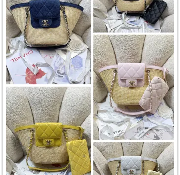 Chanel Straw Leather Basket Bag AS5951 18×41×13cm #B67264 Chanel Straw Leather Basket Bag AS5951 18×41×13cm #B67264