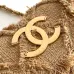 Chanel Women's Evening Bag - Beige Textured Fabric with Fringe Details, Gold-Tone CC Logo & Chain Strap, Luxury Clutch for Elegant Occasions #B56718