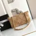 Chanel Women's Evening Bag - Beige Textured Fabric with Fringe Details, Gold-Tone CC Logo & Chain Strap, Luxury Clutch for Elegant Occasions #B56718