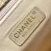 Chanel Women's Evening Bag - Beige Textured Fabric with Fringe Details, Gold-Tone CC Logo & Chain Strap, Luxury Clutch for Elegant Occasions #B56718
