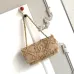 Chanel Women's Evening Bag - Beige Textured Fabric with Fringe Details, Gold-Tone CC Logo & Chain Strap, Luxury Clutch for Elegant Occasions #B56718