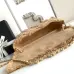 Chanel Women's Evening Bag - Beige Textured Fabric with Fringe Details, Gold-Tone CC Logo & Chain Strap, Luxury Clutch for Elegant Occasions #B56718