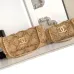 Chanel Women's Evening Bag - Beige Textured Fabric with Fringe Details, Gold-Tone CC Logo & Chain Strap, Luxury Clutch for Elegant Occasions #B56718