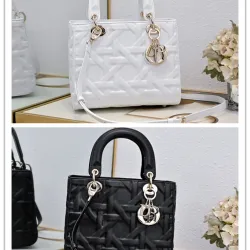 Dior Bag Graphic Cannage Calfskin Black/White #B48616