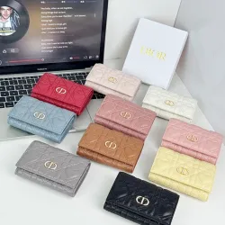 Dior Caro Glycine Wallet S4206 Grey 11x2.5x7.5cm #B62927