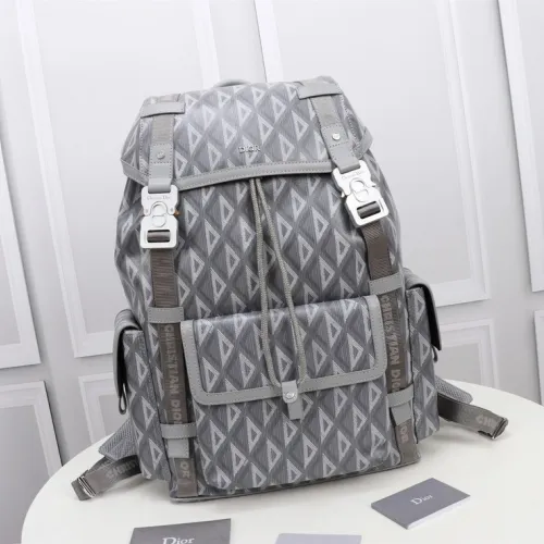 Dior Men's Diamond Jacquard Heather Road jung haein Backpack Large Grey size:43×51×20cm #B54050
