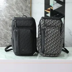 Rider Soft Zipped Backpack Dior Oblique Jacquard and Blue Grained Calfskin size:32×46×7cm #B54012